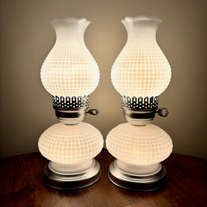 Pair Vintage White Milk Glass Lamps | Vintage Lamps