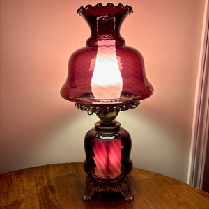 Vintage Purple Amethyst Glass Hurricane Lamp | Vintage Lamp