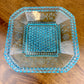 Antique Adams & Co Wildflower Blue Square Plate | EAPG Antique Glass