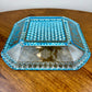 Antique Adams & Co Wildflower Blue Square Plate | EAPG Antique Glass