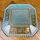 Antique Adams & Co Wildflower Blue Square Plate | EAPG Antique Glass