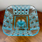 Antique Adams & Co Blue Valencia Waffle High Compote Lidded | EAPG Antique Glass