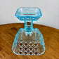 Antique Adams & Co Blue Valencia Waffle High Compote Lidded | EAPG Antique Glass