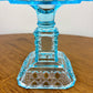 Antique Adams & Co Blue Valencia Waffle High Compote Lidded | EAPG Antique Glass