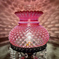 Vintage Fenton Cranberry Opalescent Hobnail Hurricane Lamp Marble Base Crystal Prism