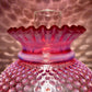 Vintage Fenton Cranberry Opalescent Hobnail Hurricane Lamp Marble Base Crystal Prism