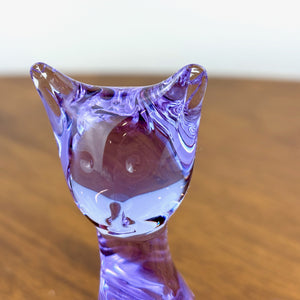 Vintage Purple Lavender Art Glass Cat Figurine