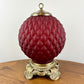 Vintage Ruby Red Satin Diamond Quilt Glass Nightlight Lamp