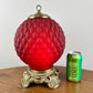 Vintage Ruby Red Satin Diamond Quilt Glass Nightlight Lamp