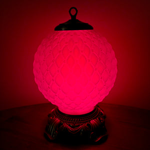 Vintage Ruby Red Satin Diamond Quilt Glass Nightlight Lamp
