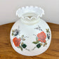 Red Black Gray Roses Milk Glass Hurricane Shade | Glass Shade