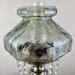 Vintage Light Gray Crackle Glass Hurricane Lamp With Crystal Prisms