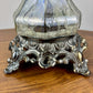 Vintage Light Gray Crackle Glass Hurricane Lamp With Crystal Prisms