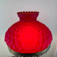 Vintage Ruby Red Satin Diamond Quilt Glass Hurricane Lamp Shade | 10 Inch Fitter