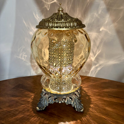 Vintage Amber Optic Glass Nightlight Lamp