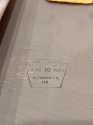 Antique August 10, 1927 Dots Leaves Etched Glass Ornate Wood Frame Wall Mirror