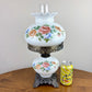 Vintage Pinkish Red Blue Floral Milk Glass Hurricane Lamp | Vintage Lamp
