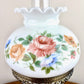 Vintage Pinkish Red Blue Floral Milk Glass Hurricane Lamp | Vintage Lamp