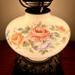 Vintage Pinkish Red Blue Floral Milk Glass Hurricane Lamp | Vintage Lamp