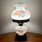 Vintage Pinkish Red Blue Floral Milk Glass Hurricane Lamp | Vintage Lamp