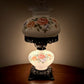 Vintage Pinkish Red Blue Floral Milk Glass Hurricane Lamp | Vintage Lamp