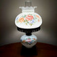 Vintage Pinkish Red Blue Floral Milk Glass Hurricane Lamp | Vintage Lamp