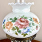 Vintage Pinkish Red Blue Floral Milk Glass Hurricane Lamp | Vintage Lamp