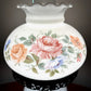Vintage Pinkish Red Blue Floral Milk Glass Hurricane Lamp | Vintage Lamp