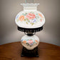 Vintage Pinkish Red Blue Floral Milk Glass Hurricane Lamp | Vintage Lamp