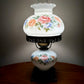 Vintage Pinkish Red Blue Floral Milk Glass Hurricane Lamp | Vintage Lamp