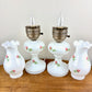 Pair Vintage Pink Floral Milk Glass Lamps 15.25" Each | Vintage Lamps