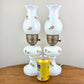 Pair Vintage Pink Floral Milk Glass Lamps 15.25" Each | Vintage Lamps