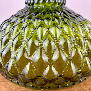 Vintage Green Diamond Quilt Glass Hurricane Lamp Shade