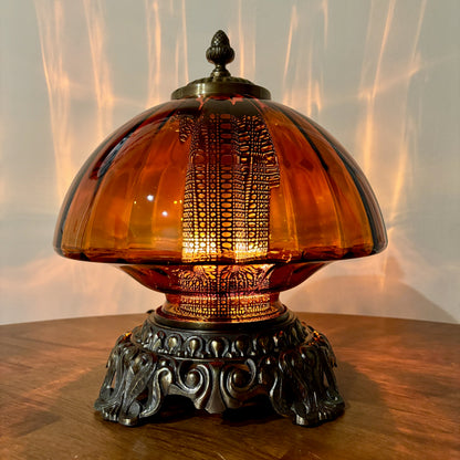 Vintage Dark Amber Glass Nightlight Lamp