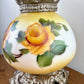 Vintage Yellow Rose Milk Glass Nightlight Lamp