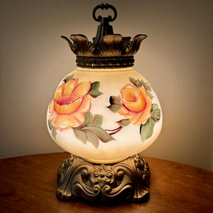 Vintage Yellow Rose Milk Glass Nightlight Lamp