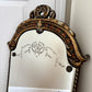 Antique July 16, 1928 Etched Glass Ornate Wood Frame Wall Mirror | Vintage Mirror