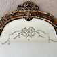 Antique July 16, 1928 Etched Glass Ornate Wood Frame Wall Mirror | Vintage Mirror