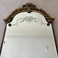 Antique July 16, 1928 Etched Glass Ornate Wood Frame Wall Mirror | Vintage Mirror