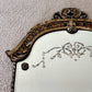 Antique July 16, 1928 Etched Glass Ornate Wood Frame Wall Mirror | Vintage Mirror