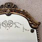 Antique July 16, 1928 Etched Glass Ornate Wood Frame Wall Mirror | Vintage Mirror