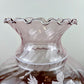 Large Pink Swirl Glass White Floral Hurricane Lamp Shade