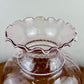 Large Pink Swirl Glass White Floral Hurricane Lamp Shade