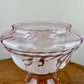 Large Pink Swirl Glass White Floral Hurricane Lamp Shade