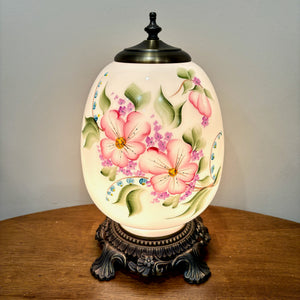 Vintage Pink Purple Blue Floral Milk Glass Nightlight Lamp