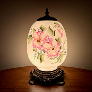 Vintage Pink Purple Blue Floral Milk Glass Nightlight Lamp
