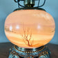 Antique Pink Scenic Home People Milk Glass Hurricane Lamp