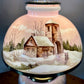 Antique Pink Scenic Home People Milk Glass Hurricane Lamp