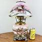 Antique Pink Scenic Home People Milk Glass Hurricane Lamp