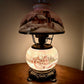 Antique Pink Scenic Home People Milk Glass Hurricane Lamp
